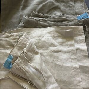 Zara Tan Relaxed Fit 100%Cotton linen pants (2 pairs!) NWOT